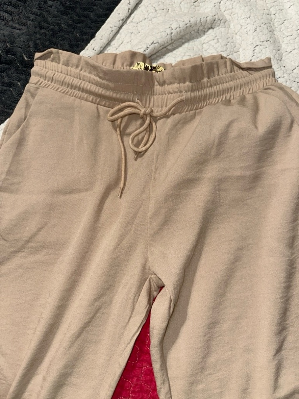 Neutral Beige Drawstring Sweatpants